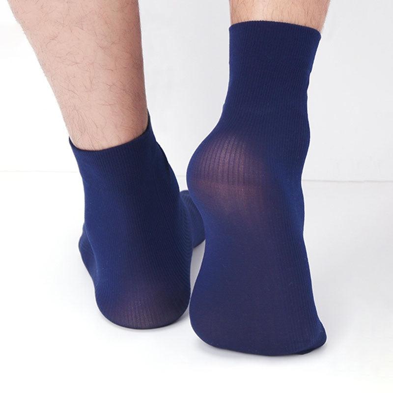 Bamboo Fiber Men's Socks | Set of 10 Pairs | Ultra-Thin Summer Stripe Long Socks, Ideal for Business & Silk-Like Comfort