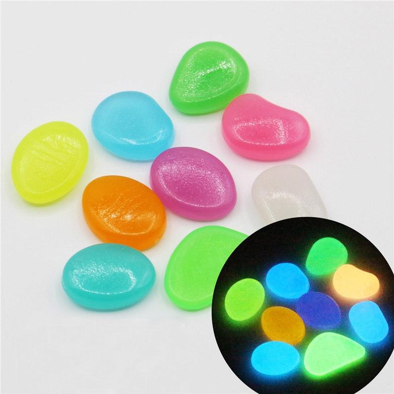 Glow in the Dark Garden Pebbles Glow Stones for Walkways Garden Path Lawn Garden Yard Decor Luminous Stones 25/50pcs