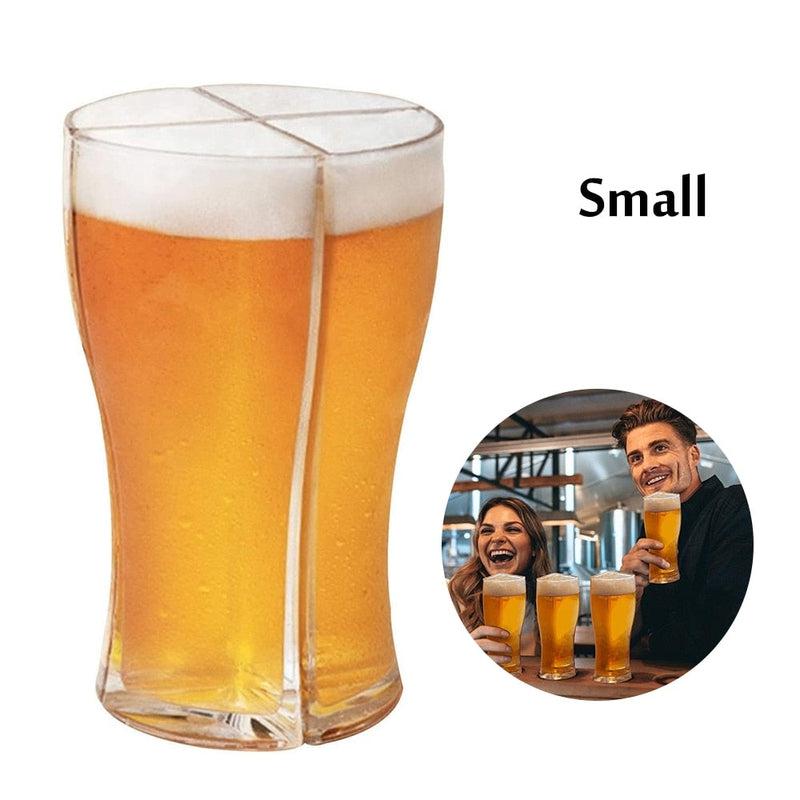 Premium Split Beer Glasses - Detachable 4-Section High Capacity Beer Mugs | Ideal for Celebrations | Top-Quality Plastic Goblets