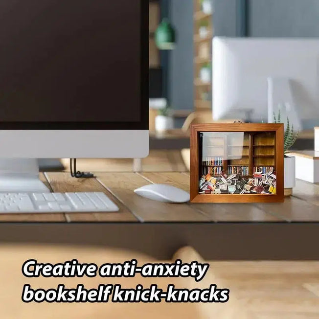 Creative Anti-Anxiety Bookshelf: Tiny Ornament for Mini Books - Desktop Mini Bookshelf - Stress Relief Gift