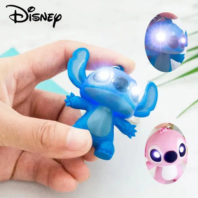 Disney Stitch LED Keychain: Anime Cartoon Figures, Glowing Night Light, Stitch Angel Novelty Pendant Ornament, Toys for Kids, Gifts