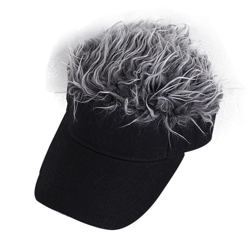 Urban Chic Unisex Peaked Cap with Hair on Top: Hip Hop Style with Sun Protection & Cool Comfort