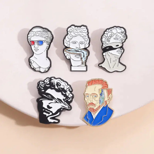 Van Gogh Enamel Pin: Creative Plaster Sculpture Oil Painting Badge - Backpack Jewelry Gift for Artistic Friends