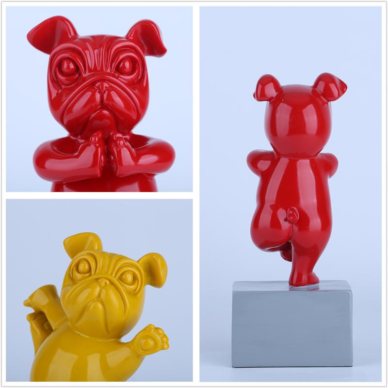 Playful French Bulldog Yoga Statue | Resin Cartoon Animal Sculpture, Creative Gift for Children