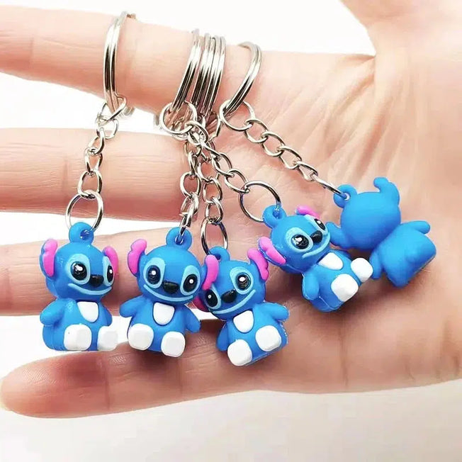 Adorable Ensemble: 5Pcs/Lot Disney Stitch Mini Keychains - Kawaii Doll Keyrings, Fashion Bag Ornaments, and Cute Pandents for Girls' Gifts & Toys