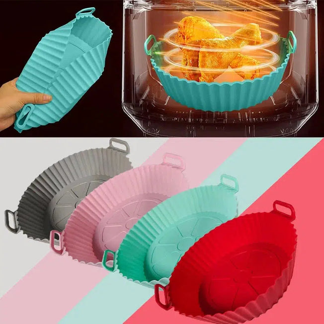 Versatile Cooking Essential: 24/20cm Silicone Air Fryer Baking Basket - Reusable Round Liner for Airfryers - Ideal for Pizza, Fried Chicken, Oven Grill, and More