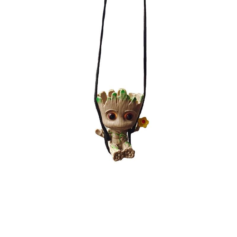 Groot Car Mirror Charm | Cartoon Character Rearview Mirror Decoration | Unique Automotive Interior Accent