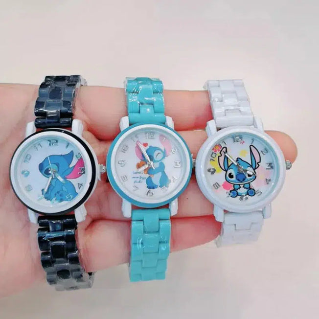 Whimsical Timekeeping: New Disney Stitch Children's Watches - Cartoon Doll Fashion Kids Watch for Boys and Girls, Waterproof Time Machines, Child Wristwatch Marvel