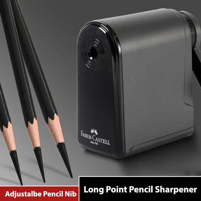 Faber-Castell Artists Long Point Pencil Sharpener - Manual for Art Charcoal Pencils, Drawing, Sketching - Adjustable Points