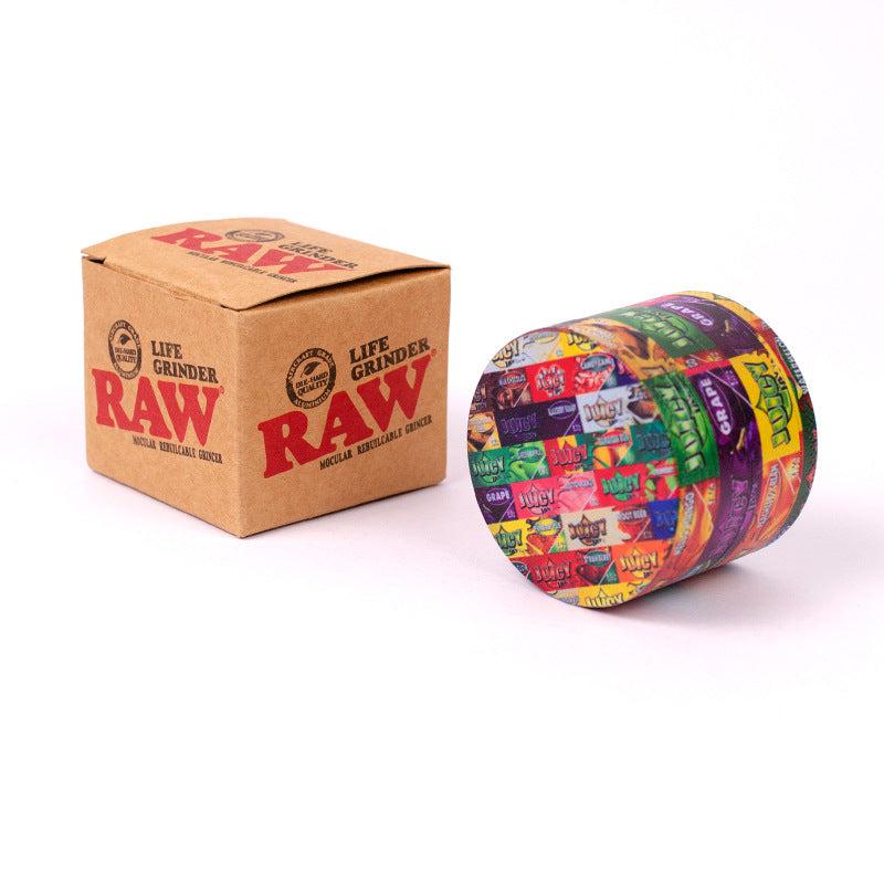 Colorful 4-Layer Zinc Alloy Grinder 50mm | RAW Brand Herb Crusher | Premium Tobacco and Dry Herb Grinding Accessory | Hand Muller