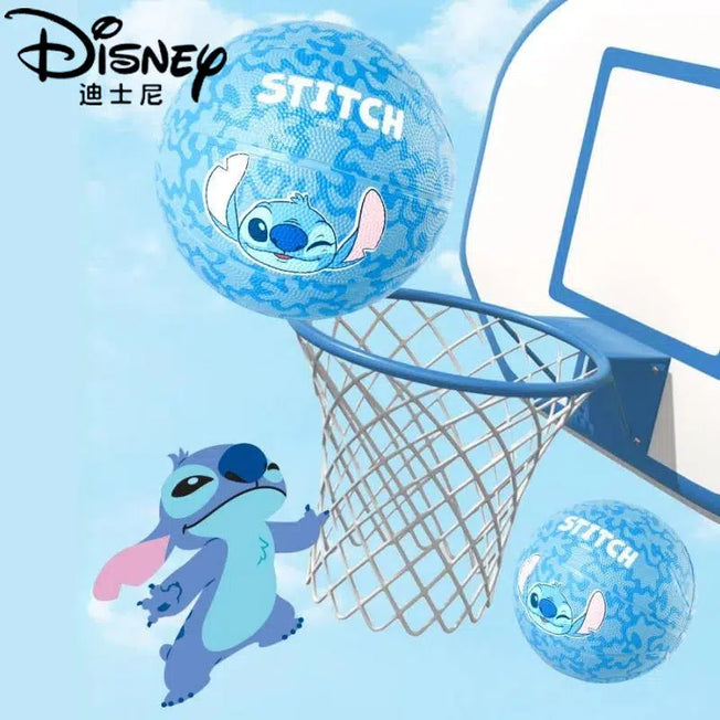 Disney Stitch Anime Figure Rubber Basketball: Kindergarten & Youth, No. 3 and No. 5 Sizes for Playful Hoops Fun.