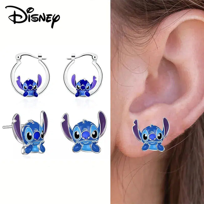 Disney Anime Lilo & Stitch Ear Pendants: Kawaii Metal Earrings, Delicate Female Jewelry Accessories, Woman Girl Gifts