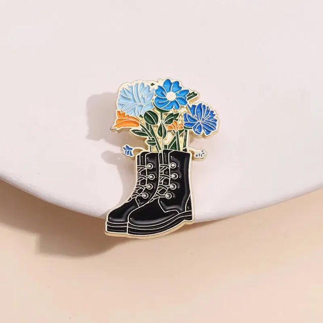 Magic Knight Boots Enamel Pin: Exquisite Flowers Badge for Enchanting Backpack Fashion and Wholesale Jewelry Gifts