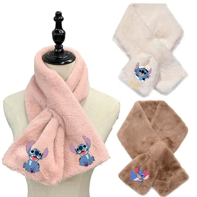 Explore Cozy Adventures with our Exclusive Disney Stitch Plush Scarf: An Animated Neckerchief for Girls, Perfect Christmas Delight!