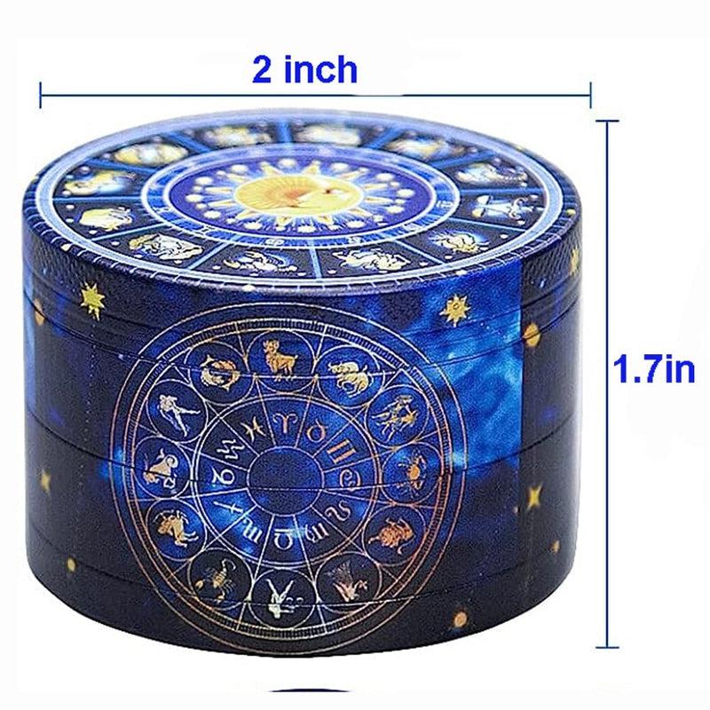 Manual Metal Grinder for Smoking Herbs & Spices | Unique Zodiac Green Lucky Tree Design | 3 Distinctive Artistic Variations