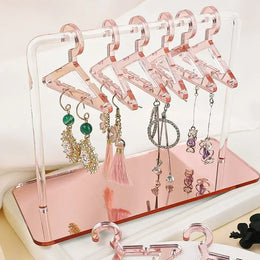 Clear Acrylic Jewelry Display Hangers - Set of 8 - Earring and Clothes Stand Storage - Ideal for Jewelry Shop Windows and Displays