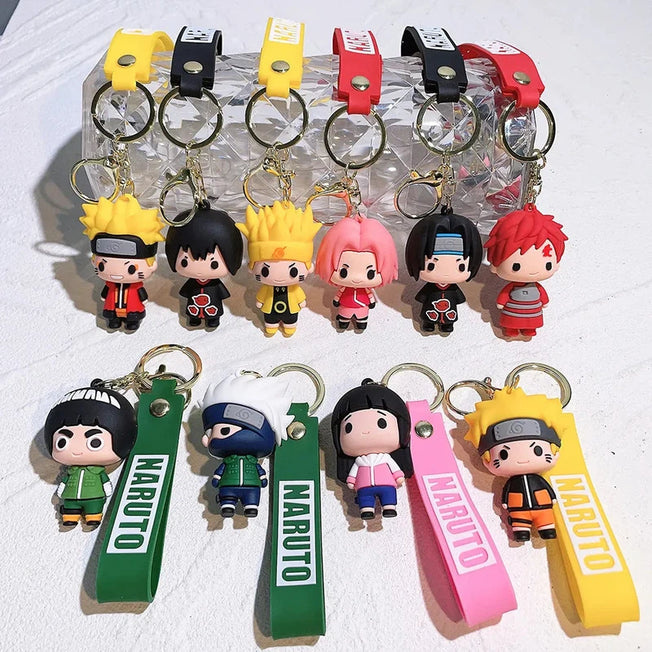 This collection of anime figures features characters from Naruto, including Itachi Uchiha, Pain, and Yahiko
