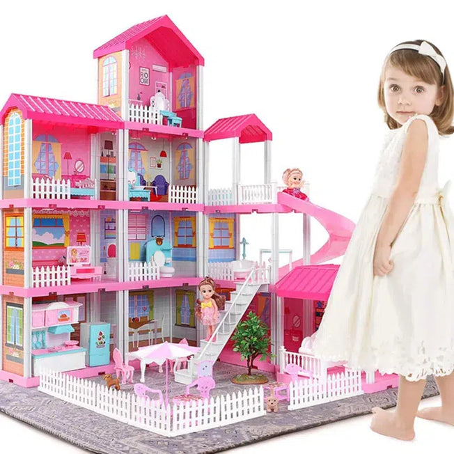 Immersive Play: Big House DIY Dollhouse for Children - Barbie House with Bed, Sofa, Table, and Miniature Doll Furniture - Perfect Christmas Gifts for Kids.