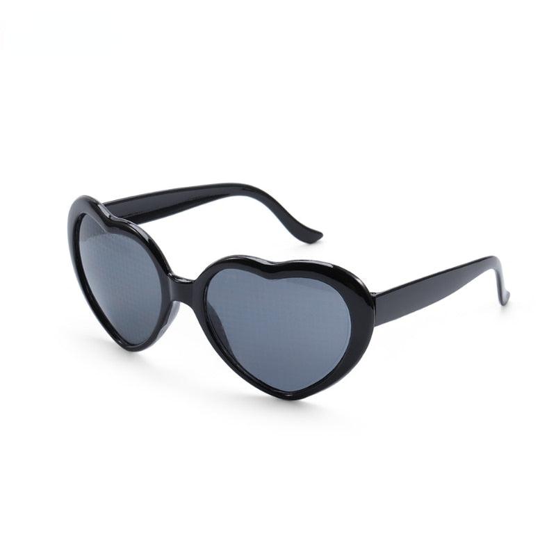 Sunglasses Transforming Lights into Hearts at Night | Trendy Diffraction Glasses for Women