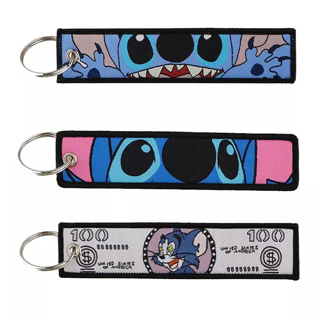 Stitch Cute Embroidered Key Ring Keychains – Adorable Cartoon Keys Tag for Backpacks – Fashionable Key Fobs, Jewelry Accessories, Perfect for Friends' Gifts