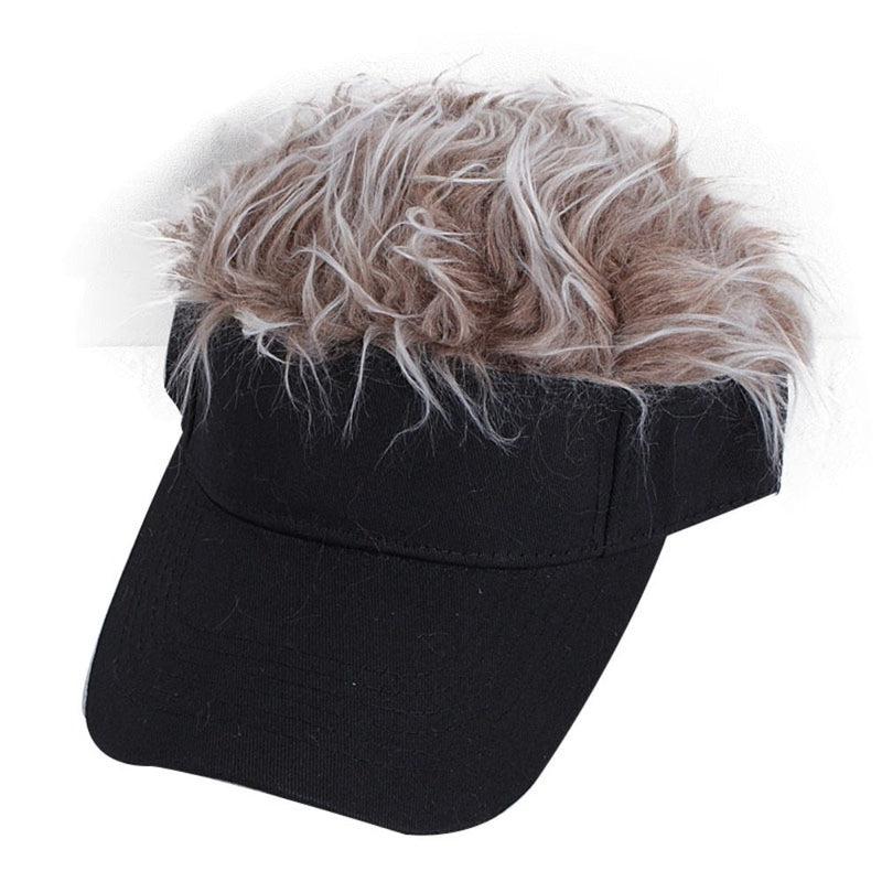 Urban Chic Unisex Peaked Cap with Hair on Top: Hip Hop Style with Sun Protection & Cool Comfort