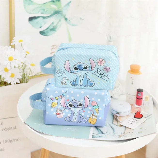 Disney Stitch Makeup Bag: Anime Figure Cosmetics Storage Bag for Women, Travel Portable Toiletries Sanitary Napkin Storage Bag