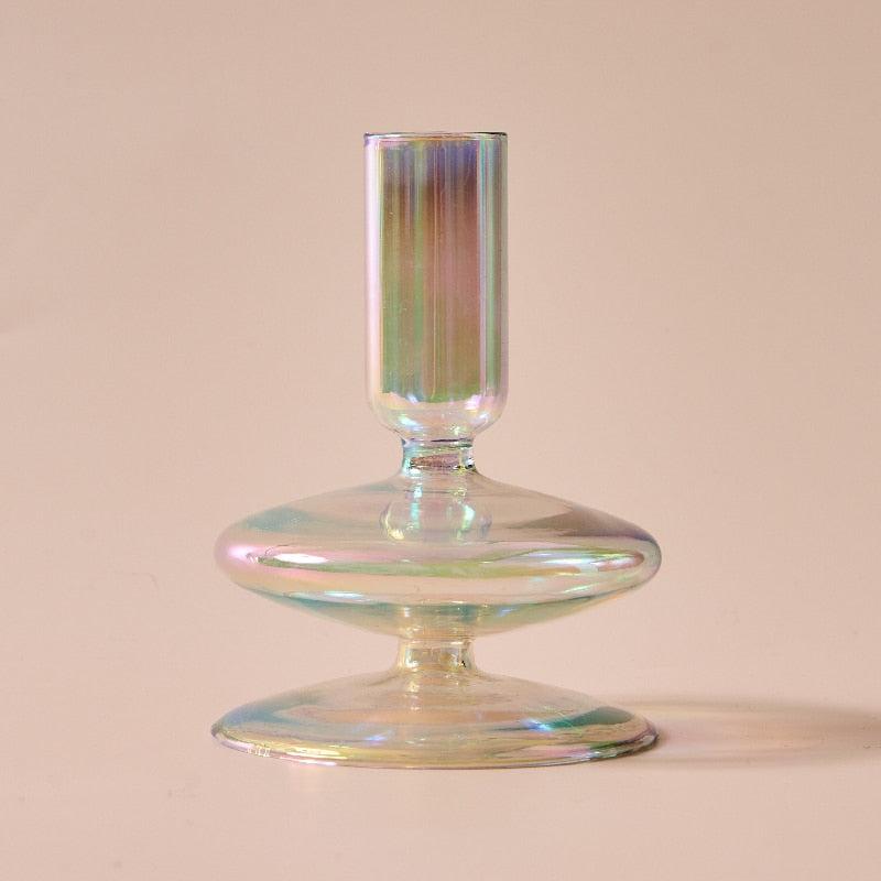 Iridescent Rainbow Candle Holders | Elevate Your Home Decor with Elegant Vase Flower Accents