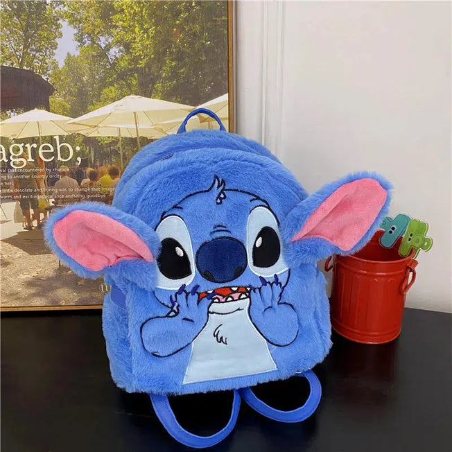 Stitch Disney Student Bag Wallet Card Holder: Anime Plush Backpack with Cartoon Cute Design, Large Capacity Storage Box, Pencil Case; Ideal Kid's Gifts