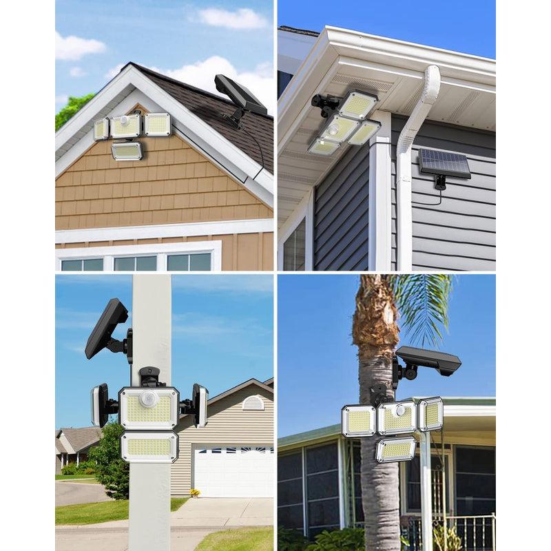 Waterproof Solar Powered Outdoor Light | Motion Sensor 2000LM 333 LED Security Street Lamp | Spotlights for Garden, Pool, Garage
