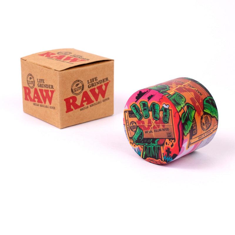 Colorful 4-Layer Zinc Alloy Grinder 50mm | RAW Brand Herb Crusher | Premium Tobacco and Dry Herb Grinding Accessory | Hand Muller