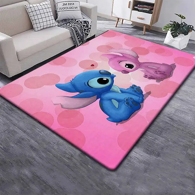 Whimsy Unleashed: Disney Fashion Stitch 3D Printing Anime Carpets - Cartoon Large Area Soft Carpet for Living Room, Bedroom, and Children's Room Rugs