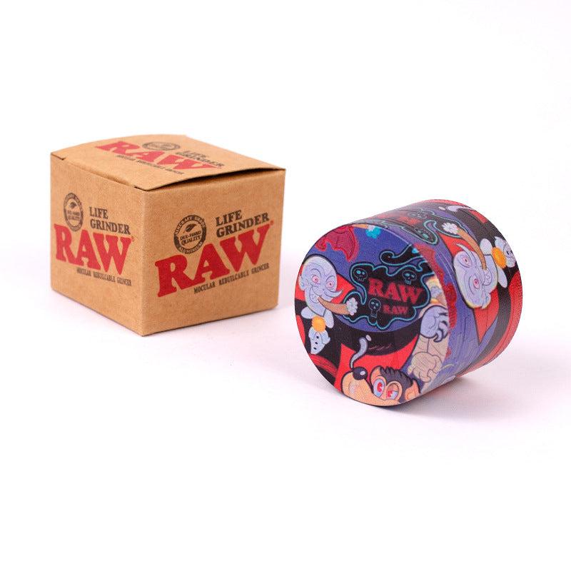 Colorful 4-Layer Zinc Alloy Grinder 50mm | RAW Brand Herb Crusher | Premium Tobacco and Dry Herb Grinding Accessory | Hand Muller