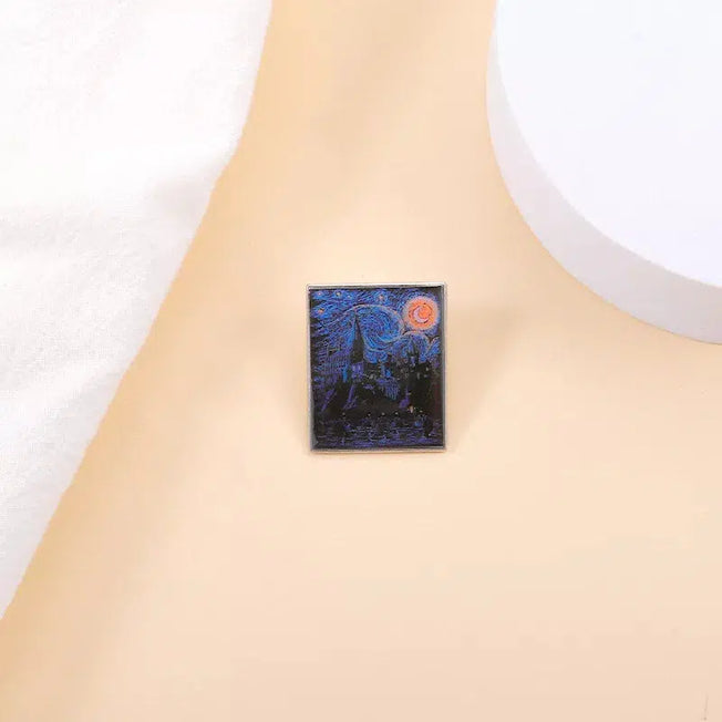 Van Gogh Starry Night Enamel Pin: Magic Castle Art Brooch - Divination Potions Metal Badge - Creative Accessories