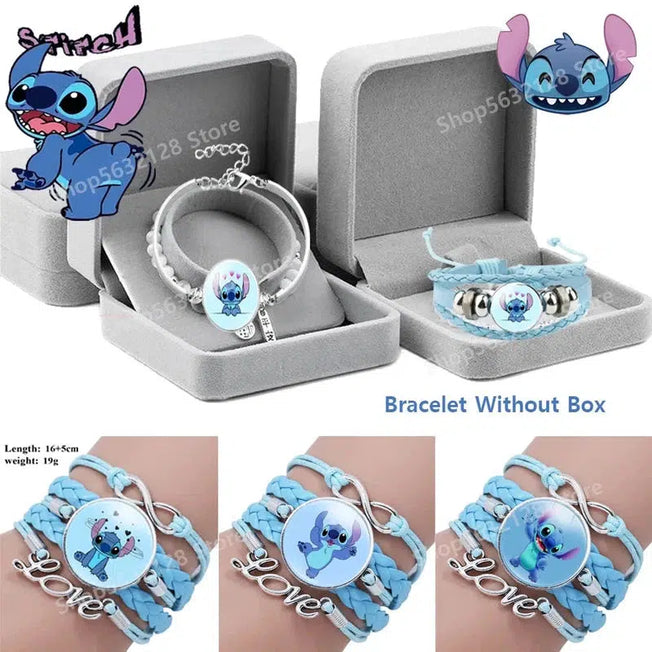 Whimsical Adornments: Stitch Disney Bracelet - Transparent Acrylic with Anime Lilo & Stitch Cartoon Print, Cute Wristband for Kids' Christmas Joy