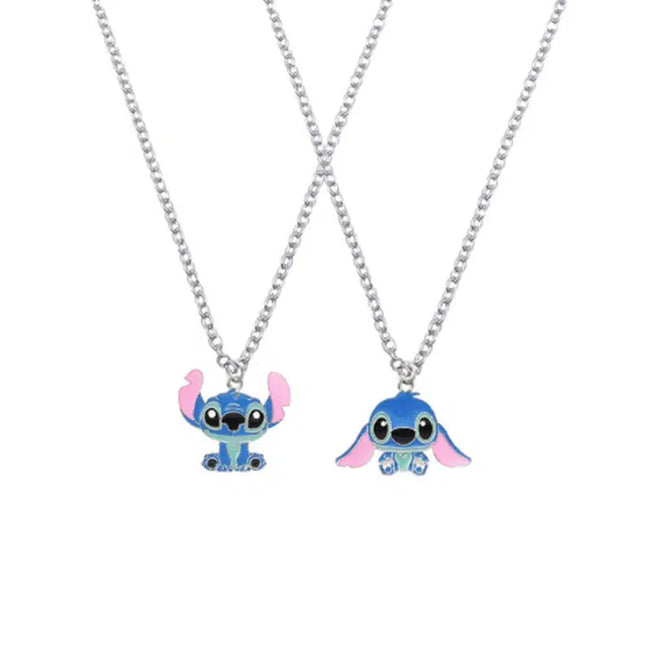 Playful Halloween Charm: Disney Cartoon Stitch Cute Big Ear Necklace - Personality HipHop Pendant Sweater Chain for Male and Female Couples