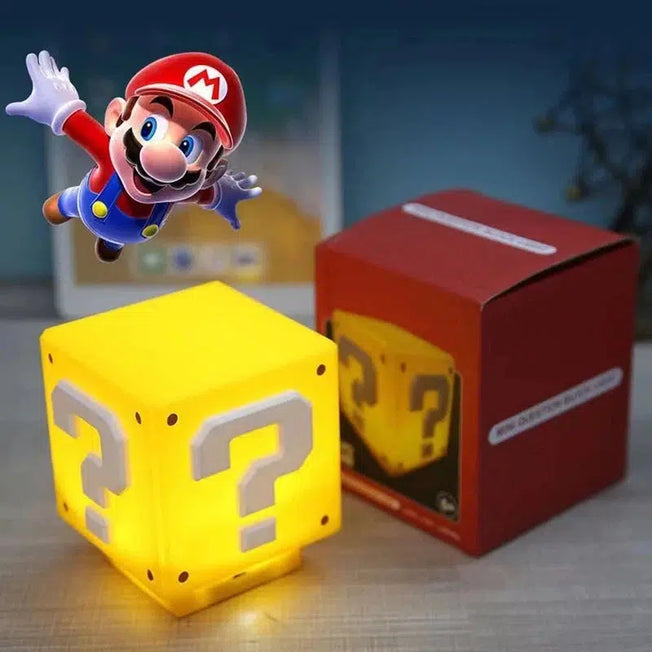 LED Question Mark Night Light: Super Mario Bros Games Toy for Children's Bedroom. Table Lamp with USB Charging - Perfect Kids Birthday Gift.