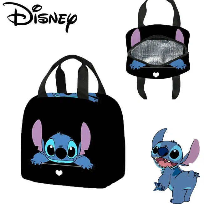 Whimsical Picnic Magic: Disney Stitch Waterproof Insulated Storage Box - Oxford Cloth Lunch Bag for Children, Cartoon Girls' Handbag for Outdoor Fun