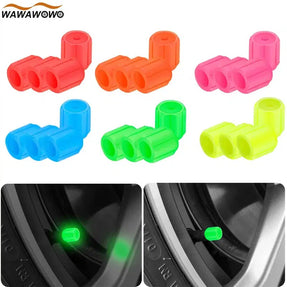 4Pcs Universal Fluorescent Car Tire Valve Caps: Air Valves Stem Caps, Pressure Caps for Cars, Motorcycles, SUVs, Trucks, Bicycles.