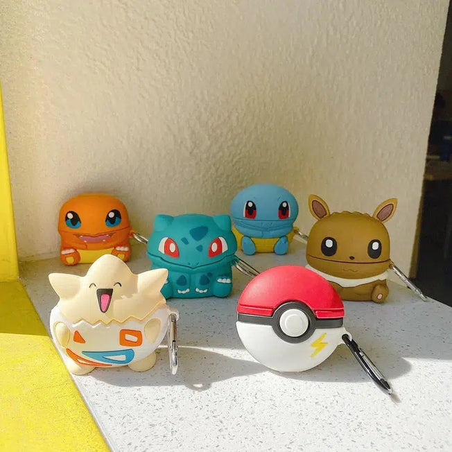Kawaii Pokemon Anime Figure Airpods Case: Protect your Airpods with this adorable Bulbasaur, Togepi, and Charmander case, compatible with Airpods 1/2/3 Pro
