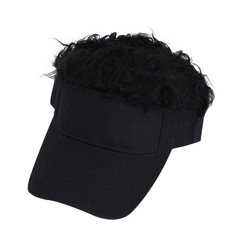 Urban Chic Unisex Peaked Cap with Hair on Top: Hip Hop Style with Sun Protection & Cool Comfort