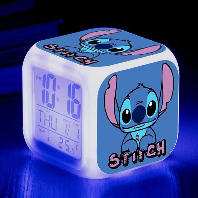 Time to Dream: Disney Lilo Stitch Alarm Clock - Growing LED Color Change, Digital Light PVC Action Figure Toys for Kids' Magical Birthday Gift