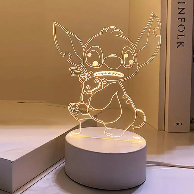 Stitch Disney Anime Cartoon 3D Light: Warm White LED Night Light for Kids, Suitable for Children's Bedroom Decoration, Table Lamp, Xmas Gifts