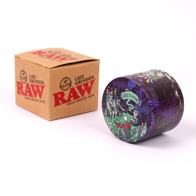 Colorful 4-Layer Zinc Alloy Grinder 50mm | RAW Brand Herb Crusher | Premium Tobacco and Dry Herb Grinding Accessory | Hand Muller