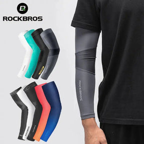 One Pair Ice Fabric Breathable UV Protection Running Arm Sleeves Fitness Basketball Elbow Pad Sport Cycling Arm Warmers