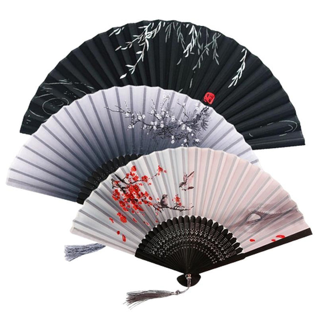 Handmade Japanese Silk & Bamboo Folding Fans | Intricately Hand-Painted Designs for Elegance & Portability