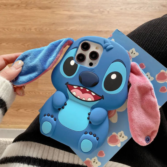 Adorable Blue Stitch 3D Phone Case: Elevate your iPhone 11, 12, 13, 14 Pro Max style with this cute and shockproof silicone cover. Full protection for your device in a fun.