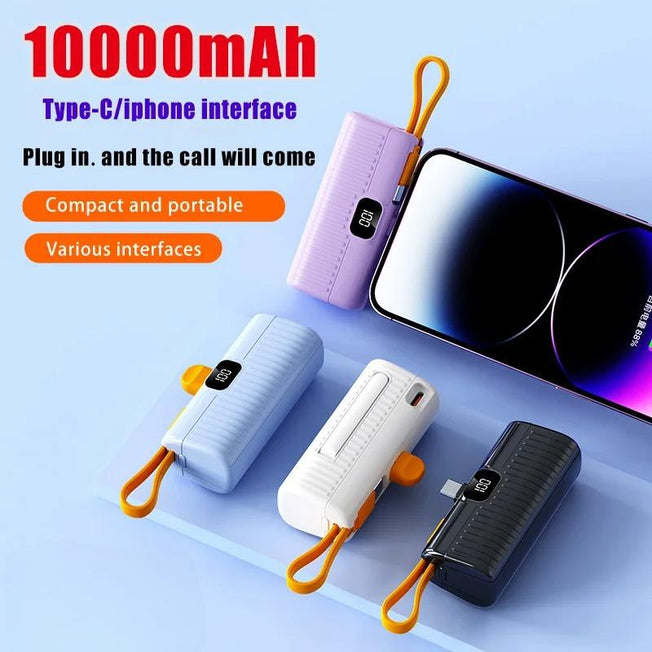 Power on the Go: 10000mAh Mini Wireless Power Bank - High Capacity, Fast Charging Mobile Power Supply - Emergency External Battery for iPhone and Type-C Devices