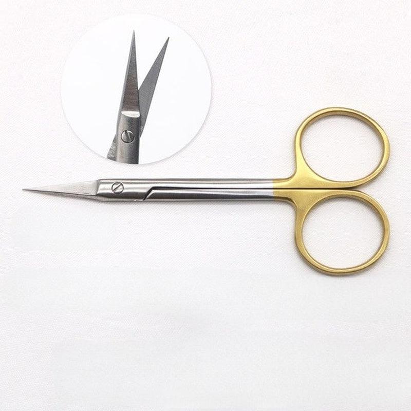 Stainless Steel Scissors with Gold Handle - Opthalmic Microscissors - Additional Use for Beauty and Care - 3.74in / 9.5cm Surgical Steel