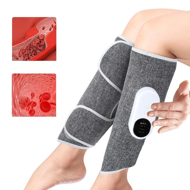 Wireless Air Compression Leg Massager with Controlled Heating | Rechargeable Calf Massage Pads