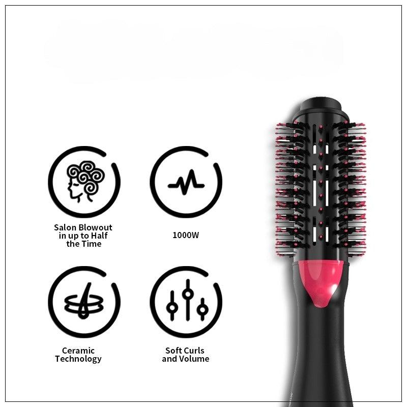 LISAPRO Hot Air Brush One-Step Hair Dryer & Volumizer | 1000W Soft Touch Pink Styler, Improved Golden Version | Dual Voltage